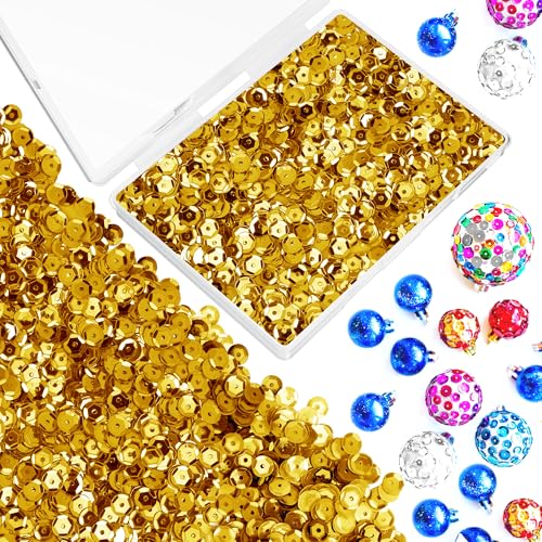 20.000 Stück lose Pailletten, Großpackung, goldfarbene Cup-Pailletten, 6 mm, schillernde Pailletten, gemischte runde Stickerei-Pailletten mit Box für Basteln, Weihnachten, Ball, Hochzeit, DIY, Kunst 20.000 Stück lose Pailletten, Großpackung, goldfarbene Cup-Pailletten, 6 mm, schillernde Pailletten, gemischte runde Stickerei-Pailletten mit Box für Basteln, Weihnachten, Ball, Hochzeit, DIY, Kunst von HadrNahkb