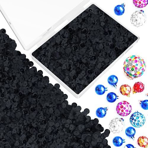 20.000 Stück lose Pailletten, Großpackung, schwarze Tassen-Pailletten, 6 mm, schillernde Pailletten, gemischte runde Stickerei-Pailletten mit Box für Halloween, Basteln, Weihnachten, Ball, Hochzeit 20.000 Stück lose Pailletten, Großpackung, schwarze Tassen-Pailletten, 6 mm, schillernde Pailletten, gemischte runde Stickerei-Pailletten mit Box für Halloween, Basteln, Weihnachten, Ball, Hochzeit von HadrNahkb