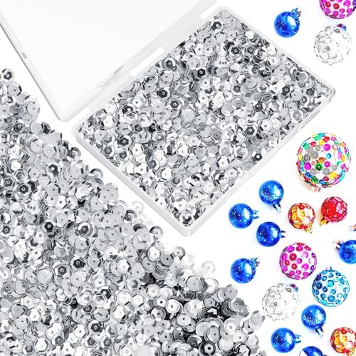 20.000 Stück lose silberne runde Stickpailletten mit Box – 6 mm gemischte, schillernde Pailletten für Handwerk, Weihnachten, Hochzeit, DIY, Kunst, Nähen, Kleiderdekoration von HadrNahkb