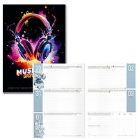 Häfft® Verlag Schülerkalender Music On World Off August 2025 - Juli 2026 schwarz von Häfft® Verlag