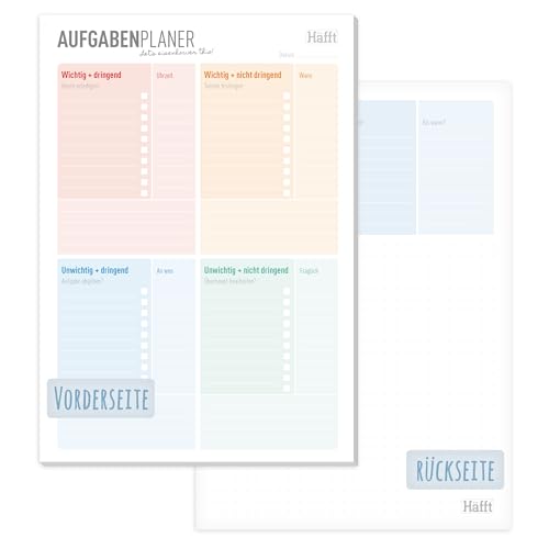 A5 To-do-Listen Block, 50 Blatt | Aufgabenblock nach Eisenhower-Prinzip inkl. Notizblock auf der Rückseite von Trendstuff by Häfft | nachhaltig & klimaneutral von Häfft