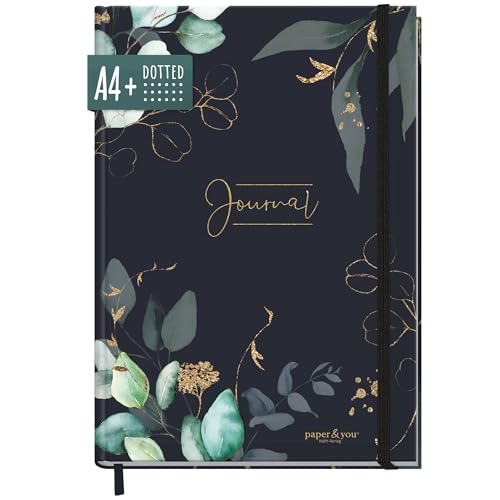 Bullet Journal dotted A4+ mit Gummiband [Mondscheinblüten] 156 Seiten | Notizbuch gepunktet, Skizzenbuch, Tagebuch von Trendstuff by Häfft | nachhaltig & klimaneutral von Häfft