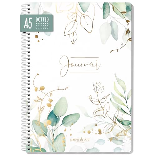 Bullet Journal dotted A5 mit Spiralbindung [Blattgold] 160 Seiten | Notizbuch gepunktet mit Spirale, College-Block, Sprial-Block, Notizblock von Trendstuff by Häfft | nachhaltig & klimaneutral von Häfft