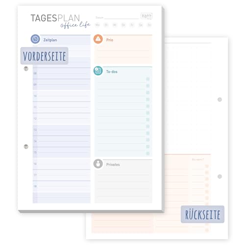 Häfft® A5 Tagesplaner Block "Office Life" 50 Blatt - Daily Planner mit Zeitplan, To-do-Liste, Prios und mehr - nachhaltig & klimafreundlich von Häfft