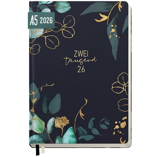 Häfft® Wochen-Notiz-Kalender Buchkalender 2026 A5 - Terminkalender mit Hardcover "Mondscheinblüten" Kalender & Notizbuch in Einem - nachhaltig & klimafreundlich von Häfft