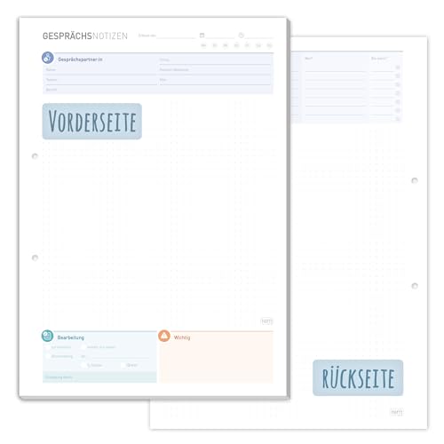 Häfft Gesprächsnotizen Block A4, 50 Blatt - Notizblock für Telefonnotizen, Anrufnotizen und mehr - nachhaltig & klimaneutral von Häfft