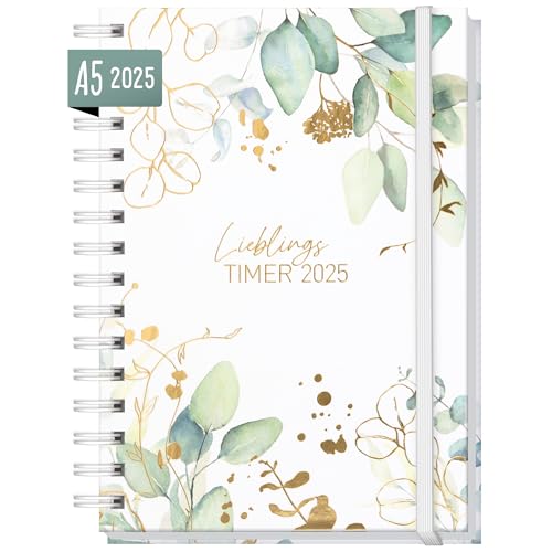 Kalender 2025 A5 "Lieblings-Timer" [Blattgold] Terminplaner Ringbuch, Terminkalender, Spiralkalender, Wochenplaner, Planner | nachhaltig & klimaneutral von Häfft