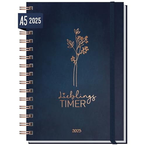 Kalender 2025 A5 "Lieblings-Timer" [Cute Flower] Terminplaner Ringbuch, Terminkalender, Spiralkalender, Wochenplaner, Planner | nachhaltig & klimafreundlich von Häfft
