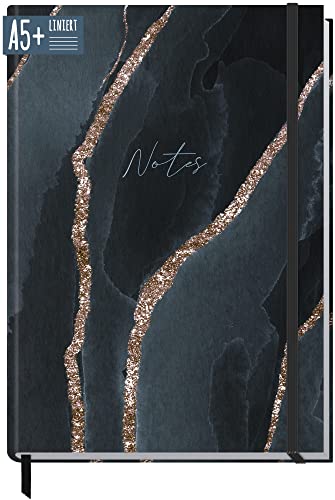 Notizbuch A5+ liniert mit Gummiband "Slate Grey" von Trendstuff by Häfft, 156 Seiten, 78 Blatt - als Bullet Journal, Tagebuch, Notizheft - nachhaltig & klimafreundlich von Häfft