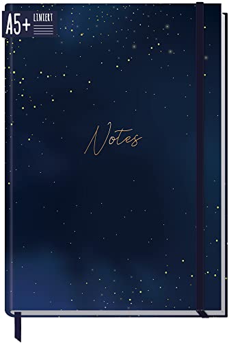 Notizbuch A5+ liniert mit Gummiband [Starry Night] von Trendstuff by Häfft | 156 Seiten 78 Blatt | als Bullet Journal, Tagebuch, Notizheft | nachhaltig & klimaneutral von Häfft