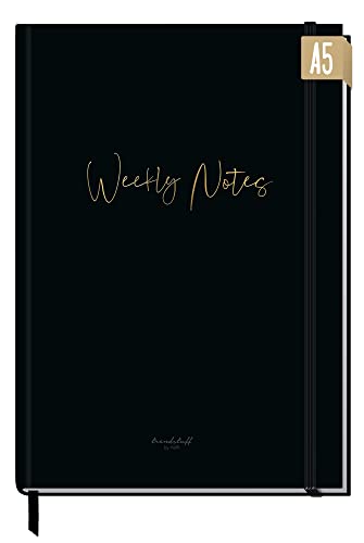 Wochen-Notiz-Planer A5 undatiert [Black Edition] von Trendstuff by Häfft | Planer, Kalender und Bullet Journal, Tagebuch, Notizheft in einem | nachhaltig & klimaneutral von Häfft