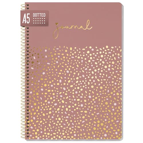 paper&you® dotted Journal A5 mit Spiralbindung "Glamour Dots" 160 Seiten, Notizbuch gepunktet mit Spirale, College-Block, Spiral-Block, Notizblock - nachhaltig & klimafreundlich von Häfft