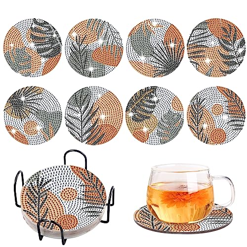 Diamond Painting Untersetzer, 8 Stück DIY Grüne Blätter Diamond Untersetzer mit Halter Dekorative Hölzern Untersetzer mit Diamond Painting Kit für Erwachsene Kinder Anfänger Diamond Painting Untersetzer, 8 Stück DIY Grüne Blätter Diamond Untersetzer mit Halter Dekorative Hölzern Untersetzer mit Diamond Painting Kit für Erwachsene Kinder Anfänger von Hafeehoo