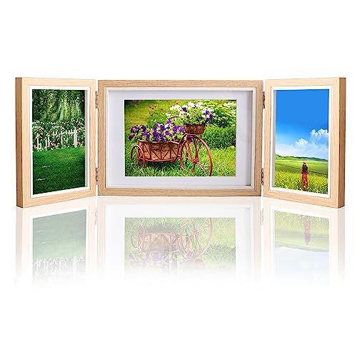 Faltbar Bilderrahmen 3 Bilder, Fotorahmen Collage aus Holz Portraitrahmen mit Scharnier Rahmen Verschiedene Größen für 3 Fotos -10x15cm *2 + 13x18 cm *1-Helle Farbe Faltbar Bilderrahmen 3 Bilder, Fotorahmen Collage aus Holz Portraitrahmen mit Scharnier Rahmen Verschiedene Größen für 3 Fotos -10x15cm *2 + 13x18 cm *1-Helle Farbe von Hafeehoo