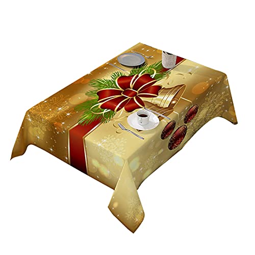 Hagar Weihnachts-Tischdecke Stuhlhussen-Set - Rechteckige gemusterte Schutzhülle der frohen Weihnachten | wasserdichte, schmutzabweisende, ölbeständige, Wiederverwendbare Party-Tischdekoration von Hagar