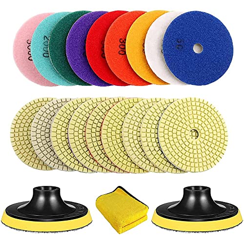 Hagsnec Diamant-Polierpads, 10,2 cm, Steinpolitur-Set, Körnung 50–3000, mit 11 Stützpads für Steinbeton Hagsnec Diamant-Polierpads, 10,2 cm, Steinpolitur-Set, Körnung 50–3000, mit 11 Stützpads für Steinbeton von Hagsnec