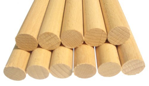 Hagspiel Rundstäbe, Rundstäbe Holz Buche 40 cm lang, (16 mm glatt 10 Stk. 40 cm) von Hagspiel