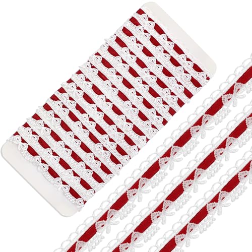 Hahafelt 9,1 m weiße Schleife Spitzenborte rotes Spitzenband ideal für DIY Handwerk Verpackung Rüschen Nähzubehör Handwerk für Kostüm Hut Fotorahmen Dekoration Hahafelt 9,1 m weiße Schleife Spitzenborte rotes Spitzenband ideal für DIY Handwerk Verpackung Rüschen Nähzubehör Handwerk für Kostüm Hut Fotorahmen Dekoration von Hahafelt