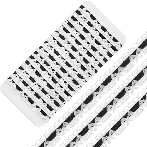 Hahafelt 9,1 m weiße Schleife Spitzenborte schwarzes Spitzenband ideal für DIY Handwerk Verpackung Rüschen Nähzubehör Handwerk für Kostüm Hut Fotorahmen Dekoration Hahafelt 9,1 m weiße Schleife Spitzenborte schwarzes Spitzenband ideal für DIY Handwerk Verpackung Rüschen Nähzubehör Handwerk für Kostüm Hut Fotorahmen Dekoration von Hahafelt