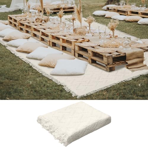 Hahafelt Extra große Outdoor-Picknickdecke, gewebtes Baumwollgarn, übergroße Stranddecke mit Fransen, Bohemia, maschinenwaschbar, sanddicht, tragbar, für Frühling, Sommer, Camping, Strand (Beige) Hahafelt Extra große Outdoor-Picknickdecke, gewebtes Baumwollgarn, übergroße Stranddecke mit Fransen, Bohemia, maschinenwaschbar, sanddicht, tragbar, für Frühling, Sommer, Camping, Strand (Beige) von Hahafelt