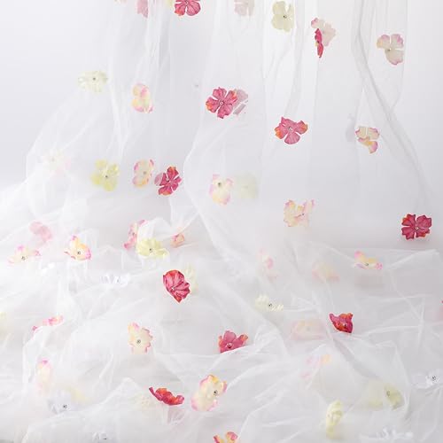 Hahafelt Weißer 3D-bestickter Blumen-Tüll mit mehrfarbigem Blumenmuster, Netzstoff, geeignet für DIY-Kleidung, Ballkleider, Vorhänge, Hochzeits-Party-Dekorationen, 170 x 50 cm Hahafelt Weißer 3D-bestickter Blumen-Tüll mit mehrfarbigem Blumenmuster, Netzstoff, geeignet für DIY-Kleidung, Ballkleider, Vorhänge, Hochzeits-Party-Dekorationen, 170 x 50 cm von Hahafelt