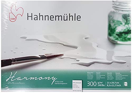 Hahnemühle Aquarellkarton Harmony, satiniert, 300 g/m², 21 x 29,7 cm, 12 Blatt.Made in Germany von Hahnemühle