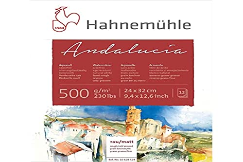 Aquarellblock Andalucía rau/matt 500g/m², 24x32cm, 12Blatt von Hahnemühle
