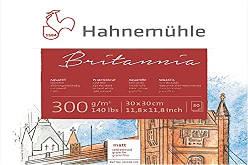 Hahnemühle Britannia Aquarellblock, mattes naturweißes Aquarellpapier, 300 g/m², 30 Blatt, 30 x 30 cm von Hahnemühle