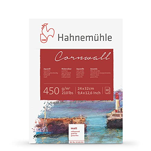 Hahnemühle - 4-seitig verleimter Block - Cornwall - 24 x 32 cm - 450 g/m² - 10 Blatt - feine Körnung von Hahnemühle