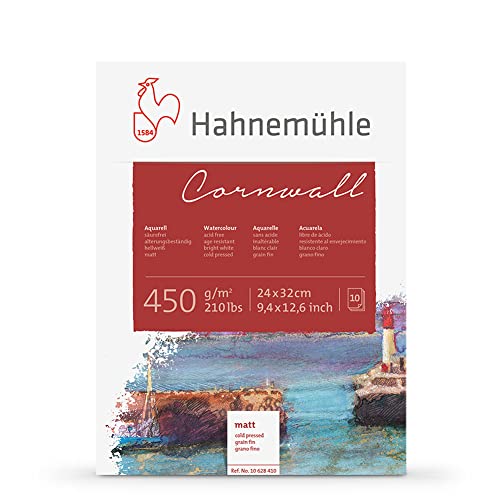 Hahnemühle - 4-seitig verleimter Block - Cornwall - 24 x 32 cm - 450 g/m² - 10 Blatt - feine Körnung Hahnemühle - 4-seitig verleimter Block - Cornwall - 24 x 32 cm - 450 g/m² - 10 Blatt - feine Körnung von Hahnemühle