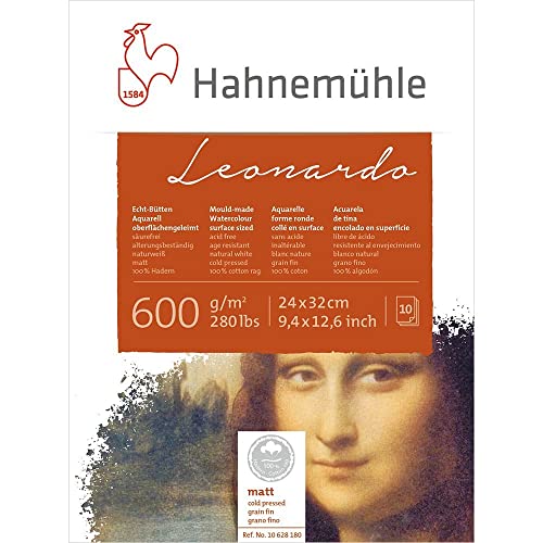 Aquarellblock Leonardo matt 600g/m², 24x32cm, 10Blatt von Hahnemühle