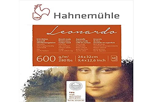 Aquarellblock Leonardo rau 600g/m², 24x32cm, 10Blatt von Hahnemühle