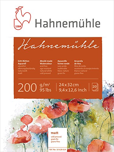 Hahnemühle Echt-Bütten Aquarellblock, 200 g/m², matte Oberfläche, 20 Blatt, 24x32cm von Hahnemühle