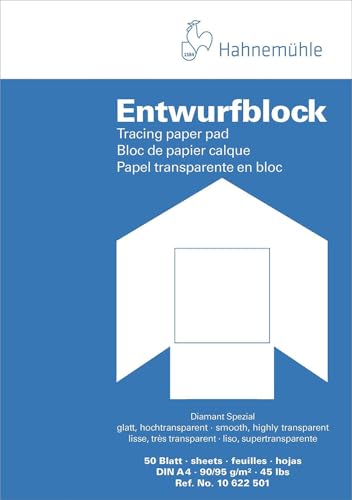 Hahnemühle 10622501 Transparentpapierblöcke, Skizzenpapierblöcke Transparentblock A4 90/95 g/qm Hahnemühle 10622501 Transparentpapierblöcke, Skizzenpapierblöcke Transparentblock A4 90/95 g/qm von Hahnemühle