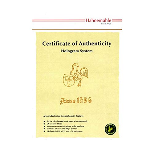 Hahnemühle 10640397 Digital FineArt Cerificate of Authenticity mit 50 Hologramme in einer Schachtel, A4, 25 Blatt, 210 x 297 mm Hahnemühle 10640397 Digital FineArt Cerificate of Authenticity mit 50 Hologramme in einer Schachtel, A4, 25 Blatt, 210 x 297 mm von Hahnemühle