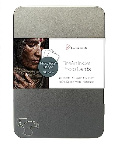 Hahnemühle Inkjet Fotokarten, Mini Foto-Postkarten, PhotoRag® Baryta, hochglänzend, weiß, 30 Blatt, 10x15cm Hahnemühle Inkjet Fotokarten, Mini Foto-Postkarten, PhotoRag® Baryta, hochglänzend, weiß, 30 Blatt, 10x15cm von Hahnemühle