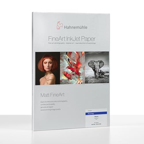 Hahnemühle 10641600 Digital FineArt Photo Rag Papier, 188 g/m², DIN A2, 420 x 594 mm, weiß von Hahnemühle