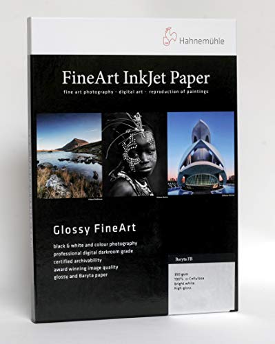 Hahnemühle 10641673 Digital FineArt Baryta FB Papier, 350 g/m², DIN A3+, 329 x 483 mm, hellweiß von Hahnemühle