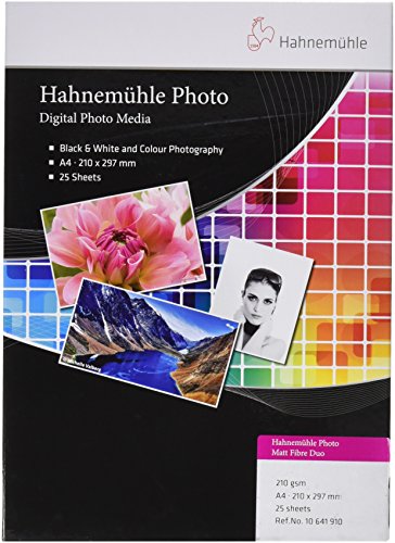 Hahnemühle 10641910 Photo Matt Fibre Duo Papier, 210 g/m², DIN A4, 210 x 297 mm, naturweiß von Hahnemühle