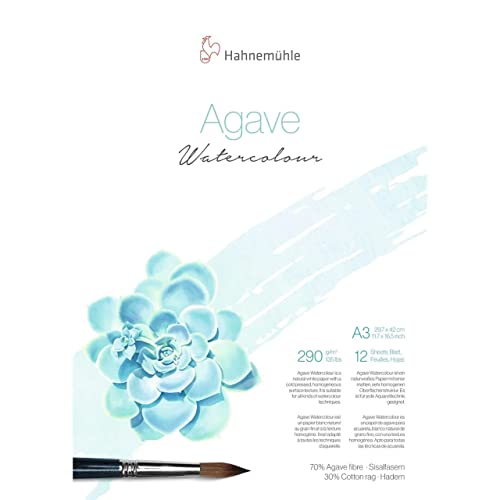 Hahnemühle Agave Watercolour, nachhaltiges Aquarellpapier aus Sisalfasern, 290 g/m², matte Oberfläche, naturweiß, DIN A3 Hahnemühle Agave Watercolour, nachhaltiges Aquarellpapier aus Sisalfasern, 290 g/m², matte Oberfläche, naturweiß, DIN A3 von Hahnemühle
