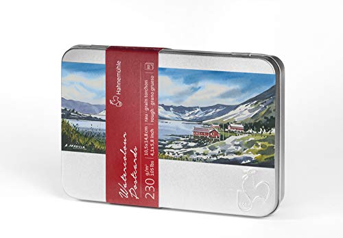 Hahnemühle Aquarell-Postkarten, 230 g/m², 30 Karten in Metallbox, 10,5x14,8cm, naturweiß, rau von Hahnemühle