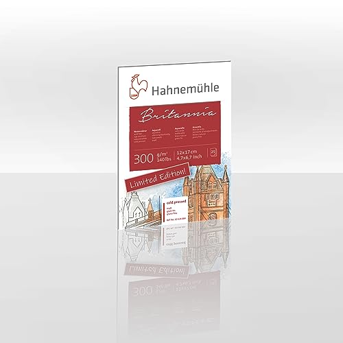 Hahnemühle Aquarellblock Britannia, matt, 300 g/m², 25 Blatt, Limited Edition (12 x 17 cm) von Hahnemühle