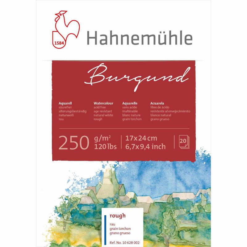 Aquarellblock Burgund rau 20 Blatt von Hahnemühle