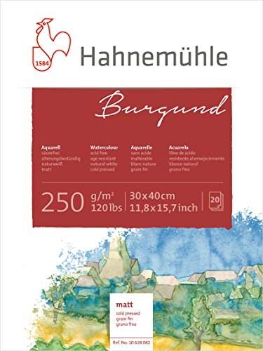 Hahnemühle Aquarellkarton Burgund, matt, 250 g/m², 30 x 40 cm, 20 Blatt von Hahnemühle