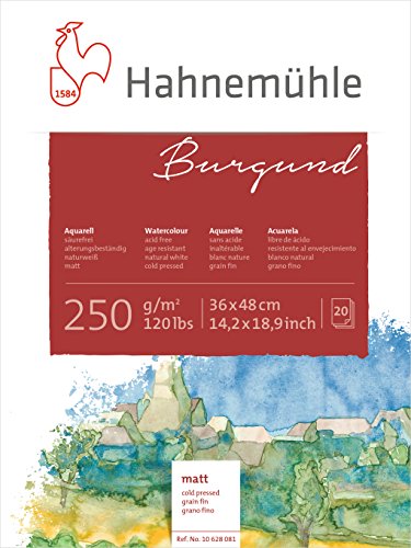 Hahnemühle Aquarellkarton Burgund, matt, 250 g/m², 36 x 48 cm, 20 Blatt von Hahnemühle
