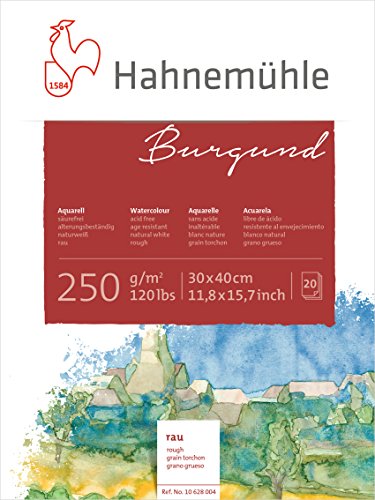 Hahnemühle Aquarellkarton Burgund, rau, 250 g/m², 30 x 40 cm, 20 Blatt Hahnemühle Aquarellkarton Burgund, rau, 250 g/m², 30 x 40 cm, 20 Blatt von Hahnemühle
