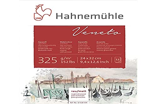 Hahnemühle Aquarellkarton Veneto, rau & matt, 325 g/m², 24 x 32 cm, 12 Blatt von Hahnemühle