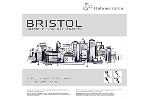 Hahnemühle Bristol Block DIN A4 - Hochwertiges Zeichenpapier für Künstler und Designer - 250 g/m², radierfest, glatte Oberfläche - Ideal für Entwürfe, Illustrationen und mehr Hahnemühle Bristol Block DIN A4 - Hochwertiges Zeichenpapier für Künstler und Designer - 250 g/m², radierfest, glatte Oberfläche - Ideal für Entwürfe, Illustrationen und mehr von Hahnemühle