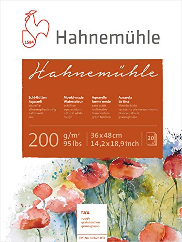 Hahnemühle Echt-Bütten Aquarellblock, 200 g/m², raue Oberfläche, 20 Blatt, 36x48cm von Hahnemühle