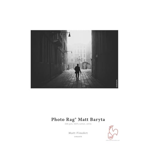 Hahnemühle Photo Rag® Matt Baryta, mattes Inkjet-Fotopapier, 100% Baumwolle, 308 g/m², weiß (24" x 12 m) von Hahnemühle